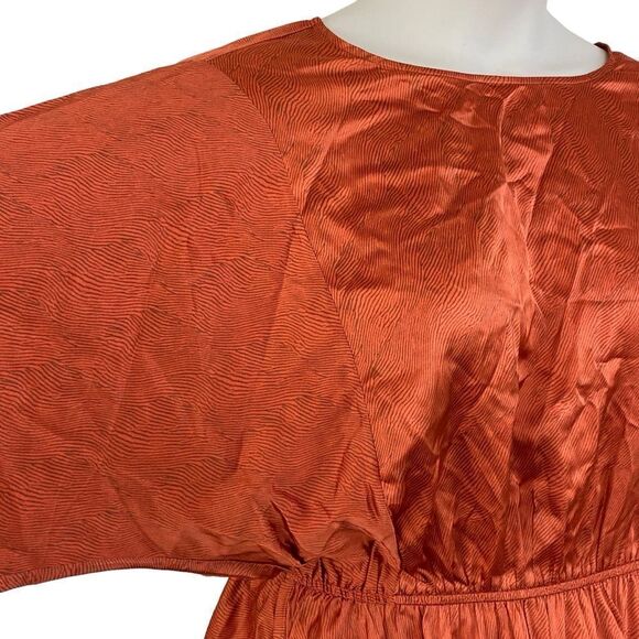 Anthropologie Caballero Orange Long Sleeve Circular Print Mini Dress Size L NWT - Picture 6 of 16